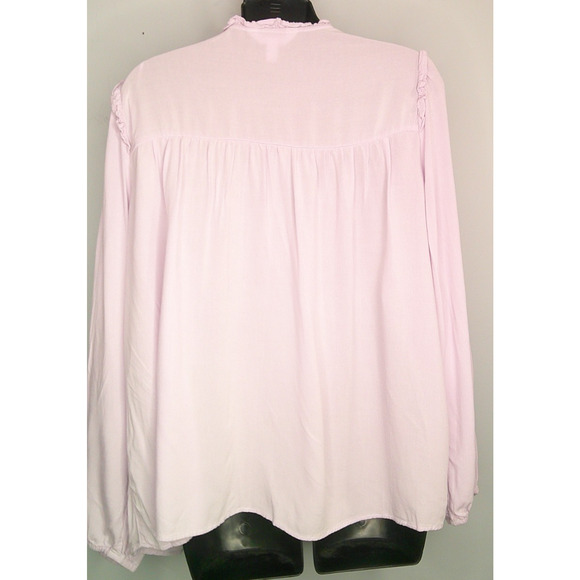 Lauren Conrad -Lilac-Sequin Yoke Long Sleeve Women's 0X Blouse 100% Rayon - Picture 4 of 7